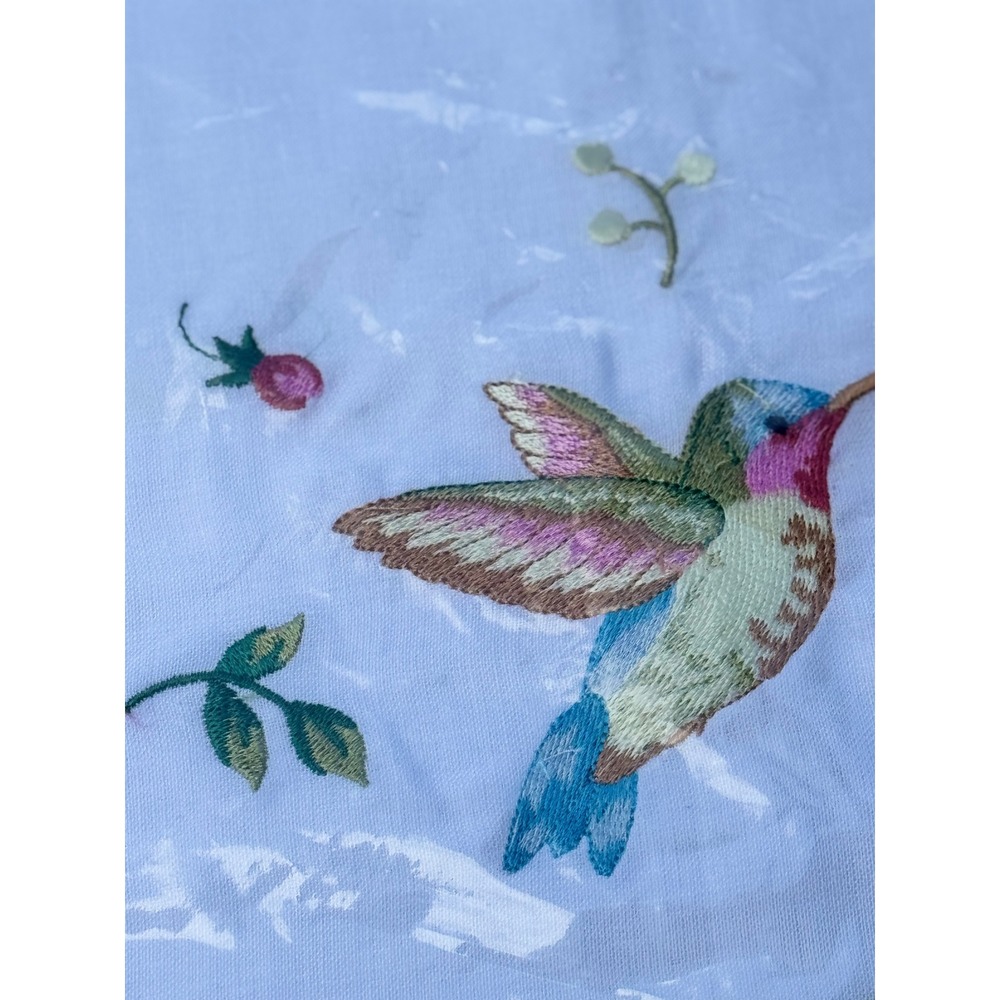 Suzanne Nicoll Hummingbird Embroidered Guest Towels Set of‎ 2 Linen Cotton White - Picture 4 of 11